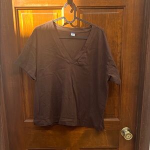 Old Navy Chocolate Brown V-Neck Tee